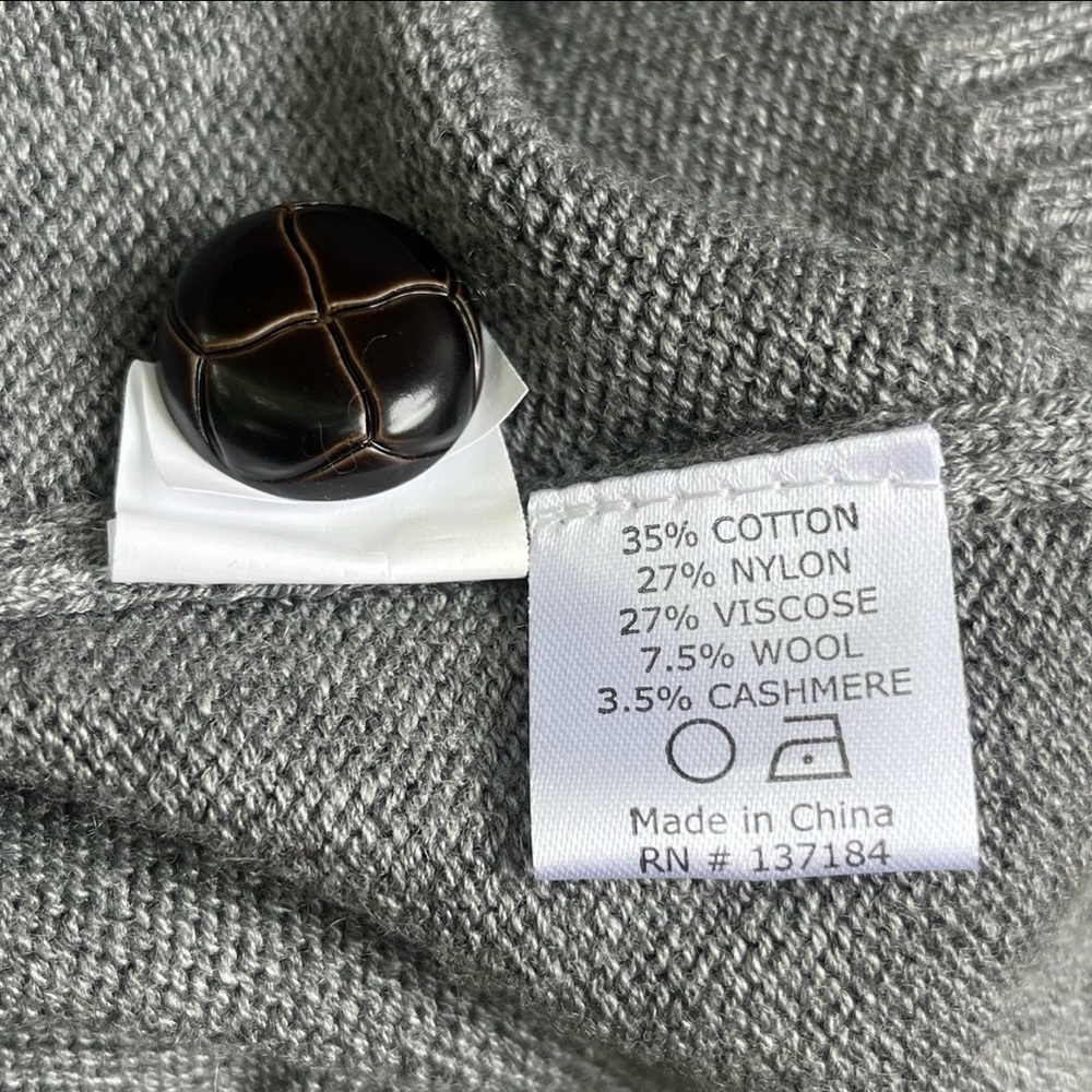 Tocco Reale Shawl Collar Sweater Men Large Gray Wool Cashmere Blend Grandpa Soft - Picture 7 of 12